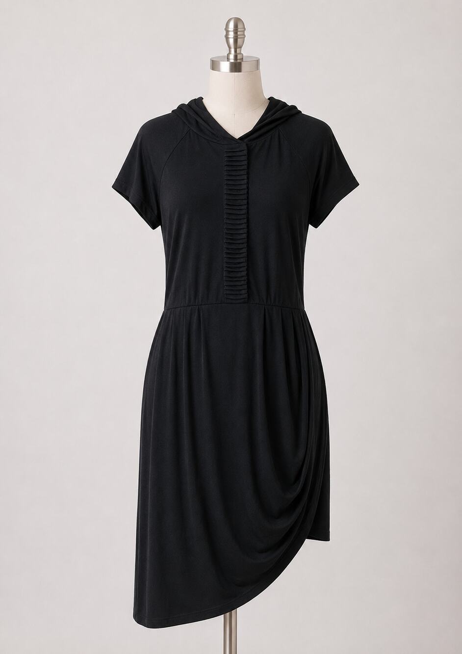 Alice + Olivia | Black Wool Dress with Hood Button